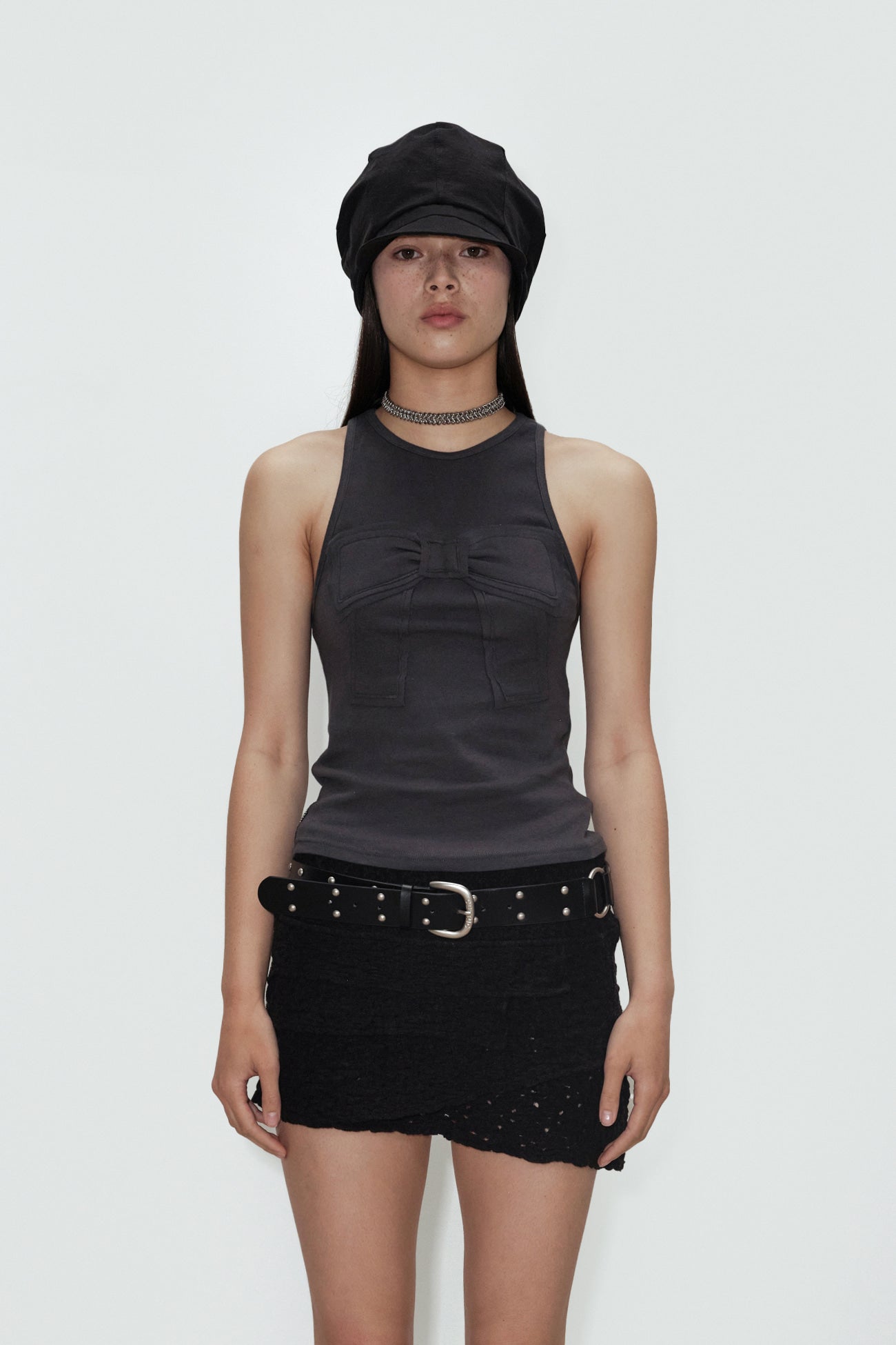 cerric - TWO RING RIVET BELT / BLACK