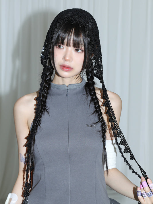 ♪ Heart Crocher Bonnet - BLACK ♫- IVORY ♫