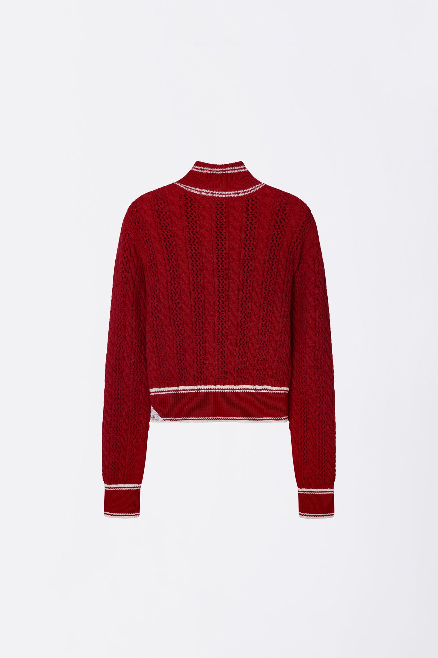 Sculptorpage - Knitted Cable Track Zip-Up Red/Ivory