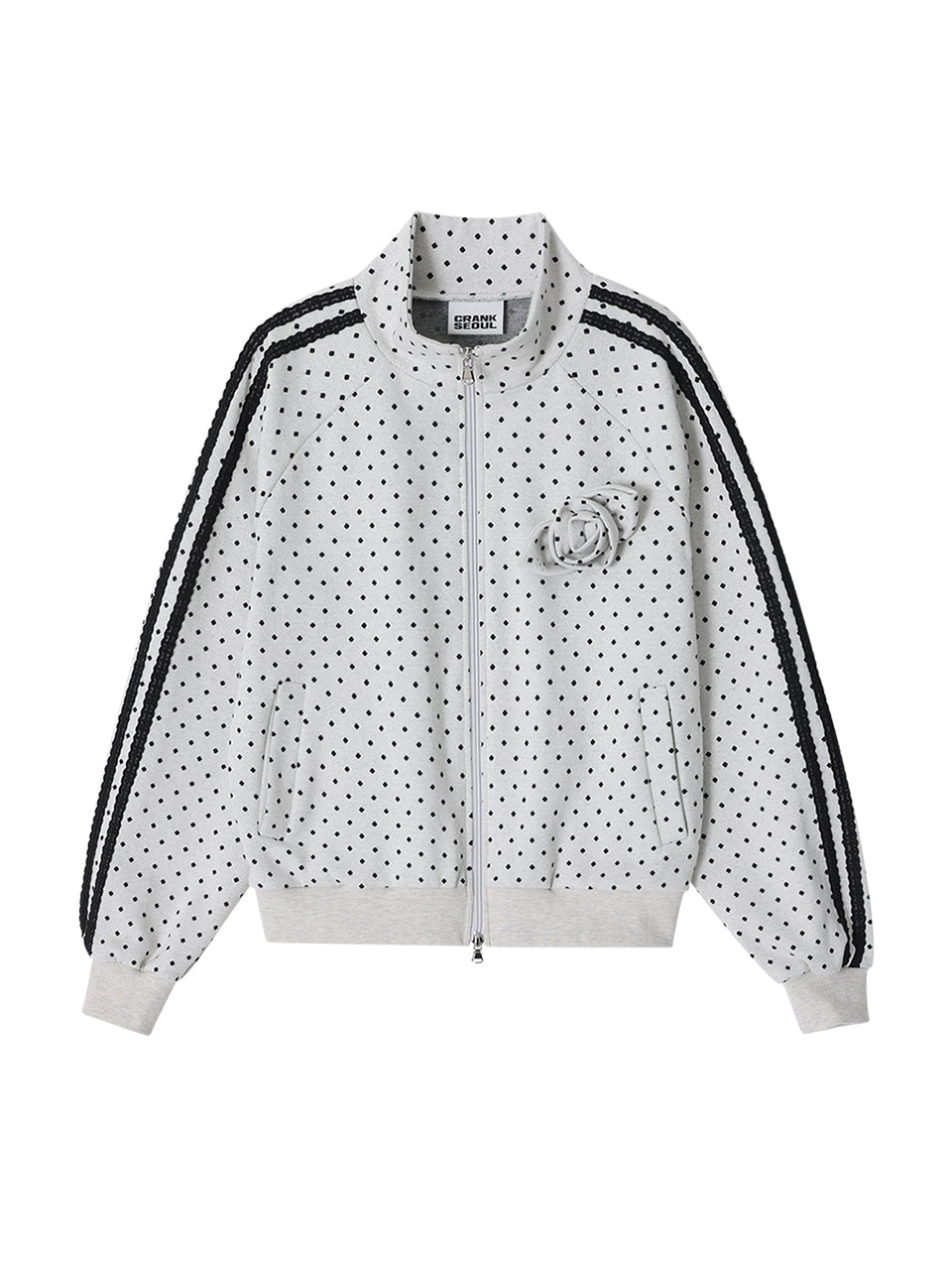 crank-ROSE DOT TRACK JACKET( BLACK / NAVY /OATMEAL )