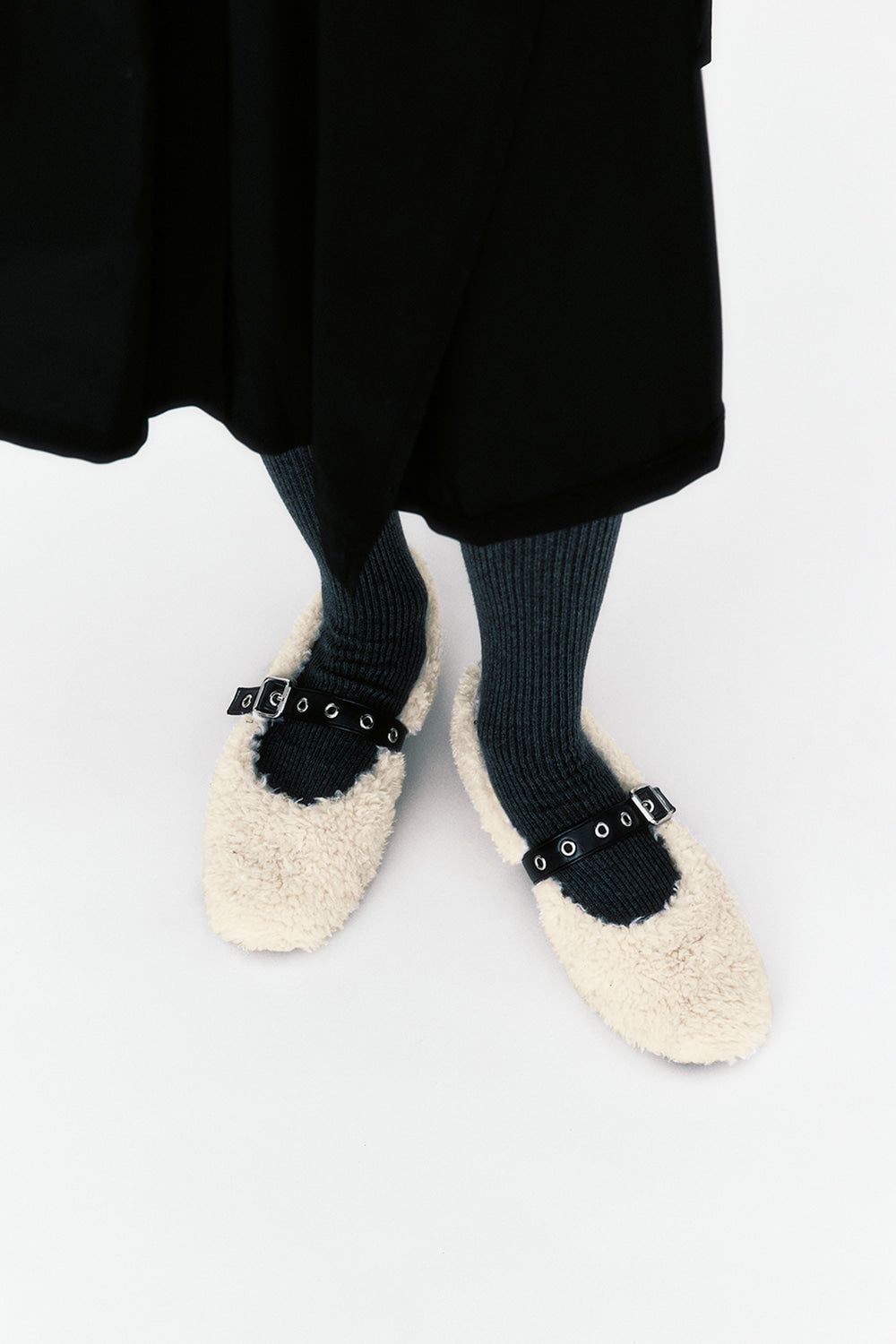 KHIHO - BOUCLE BALLERINA FLAT / BEIGE