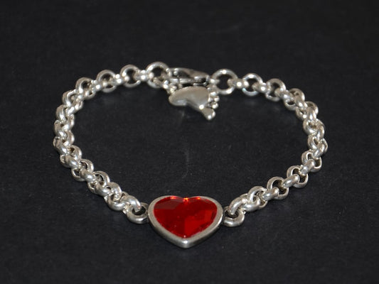 西班牙品牌OA-red Swarovski heart connector chain bracelet