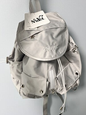 Nuyet - Grey round pocket backpack
