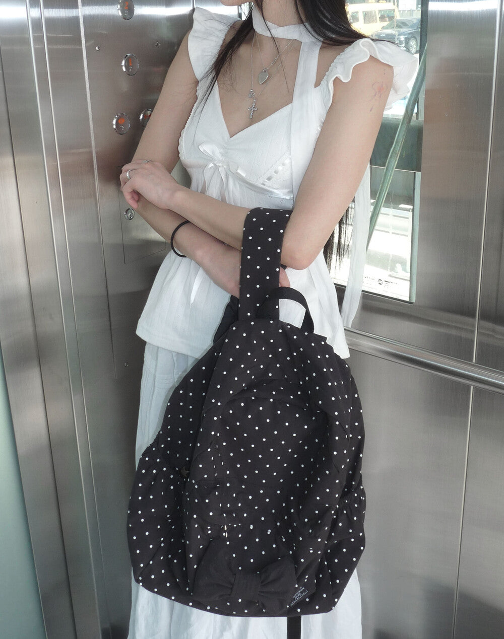Nuyet - Polka dot ribbon backpack