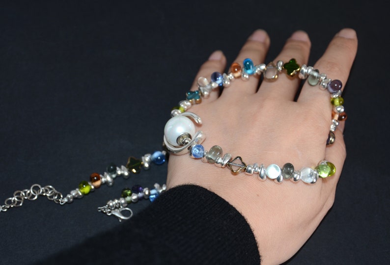 西班牙品牌OA-圓形吊墜配貝珍珠項鍊