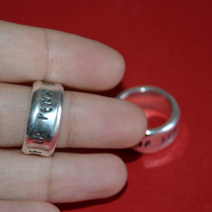 西班牙品牌OA-“vale la pena ser feliz”鍍銀復古戒指