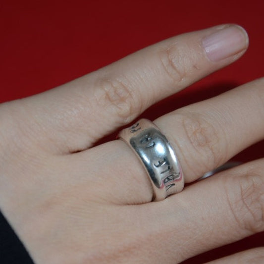 西班牙品牌OA-“vale la pena ser feliz”鍍銀復古戒指