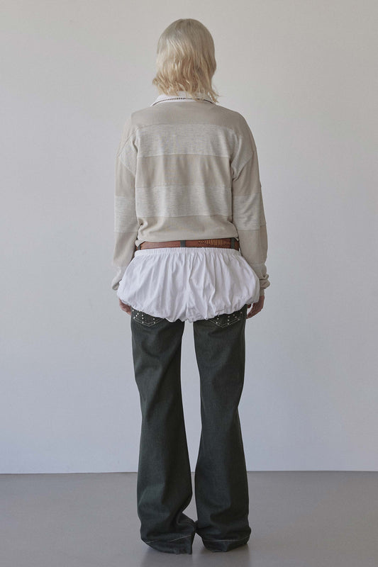 Sculptorpage - Rugby Striped Polo Jersey Oatmeal/Raw