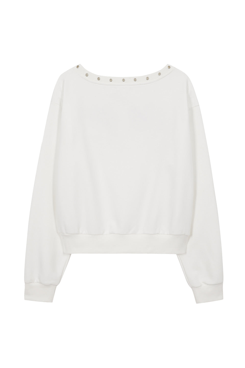 illigo - [Pre-order delivery on 10/02] Button eyelet off-shoulder man-to-man White