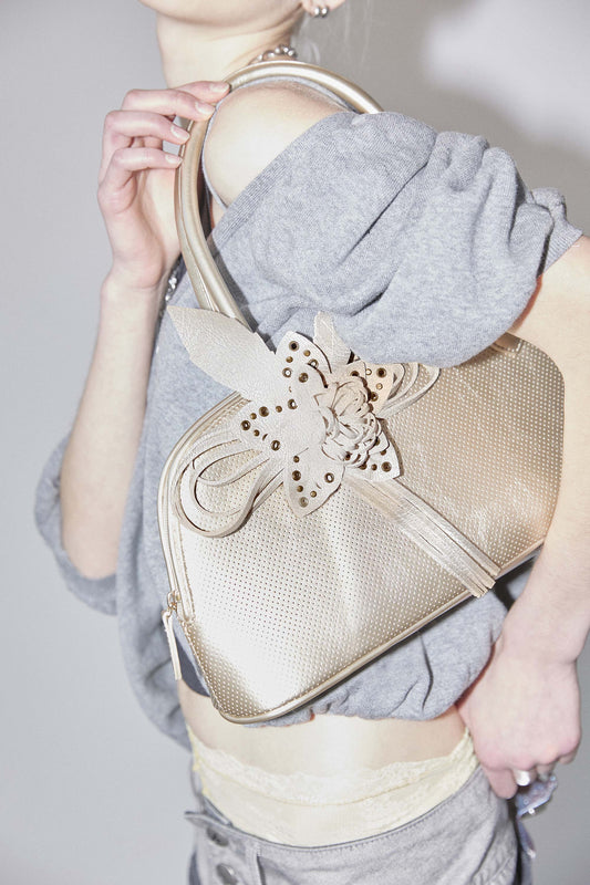 Sculptorpage - Flower Bowling Bag Metallic Gold