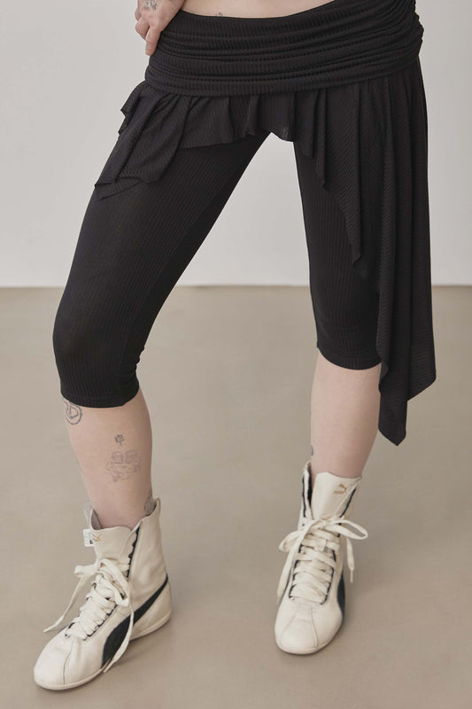 Sculptorpage - Asymmetric Skirt Leggings Black