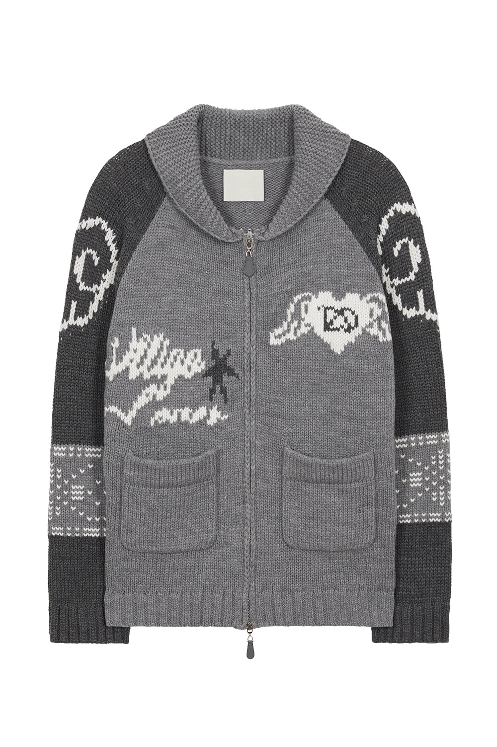 illigo - [Pre-order delivery on 09/25] Angel Ring Cowichan Knit Zip-up Gray