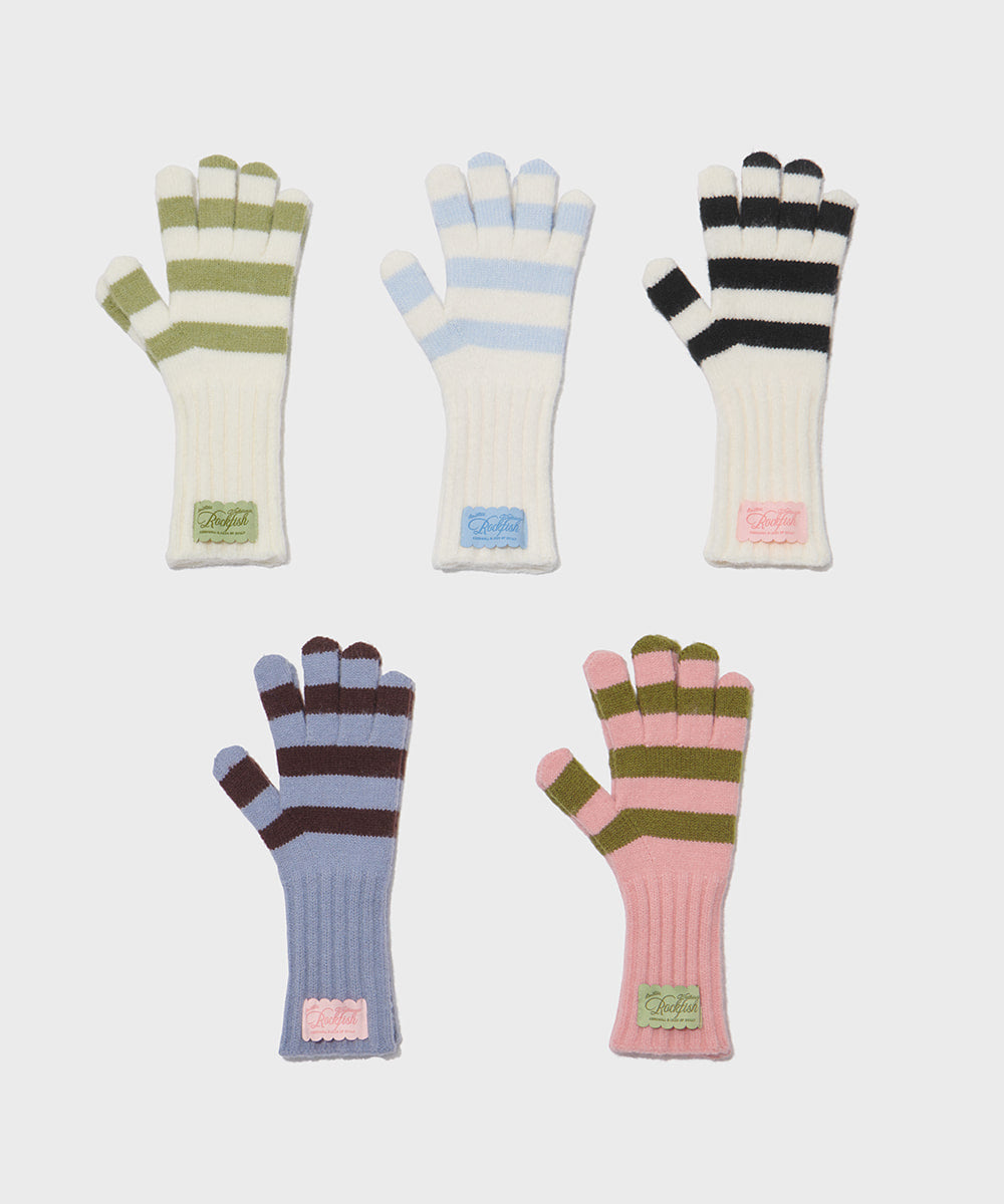 STRIPE RIBBED GLOVES - 5 colors