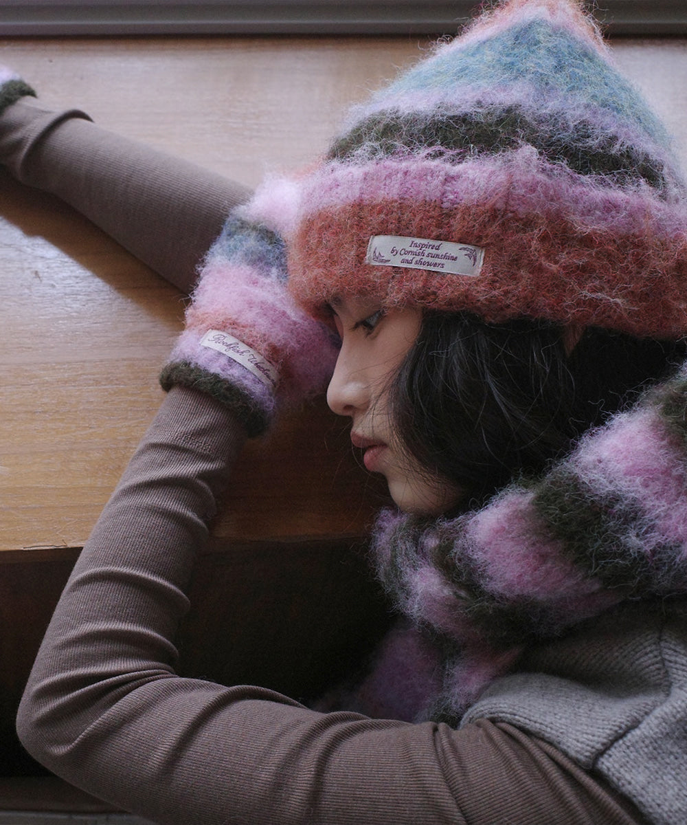 STRIPE SHAGGY BEANIE - 5 colors