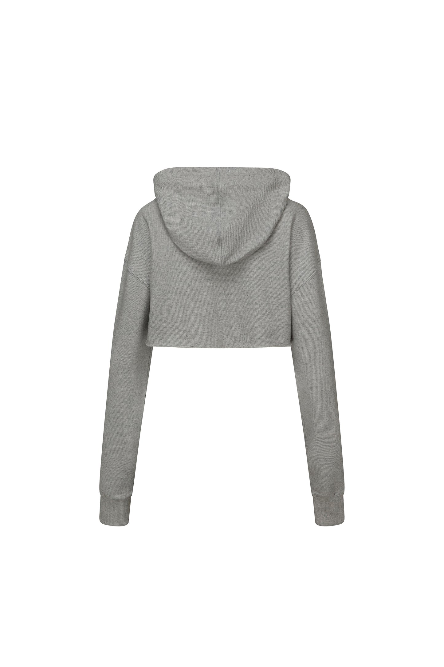 Glitter Flag Crop Hoodie Melange Gray