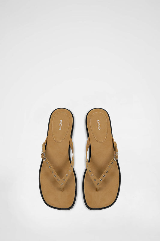 khiho - EYELET FLIP-FLOP / BEIGE