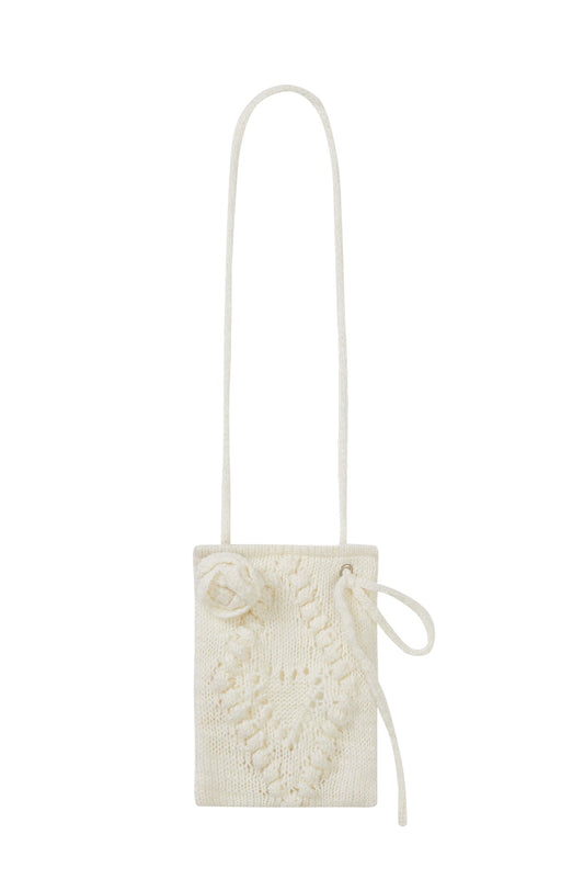 illigo - Fleur Diamond Knit Crossbody Bag in White