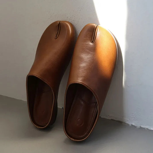 PAES - Round Low Flat Mule / Brown