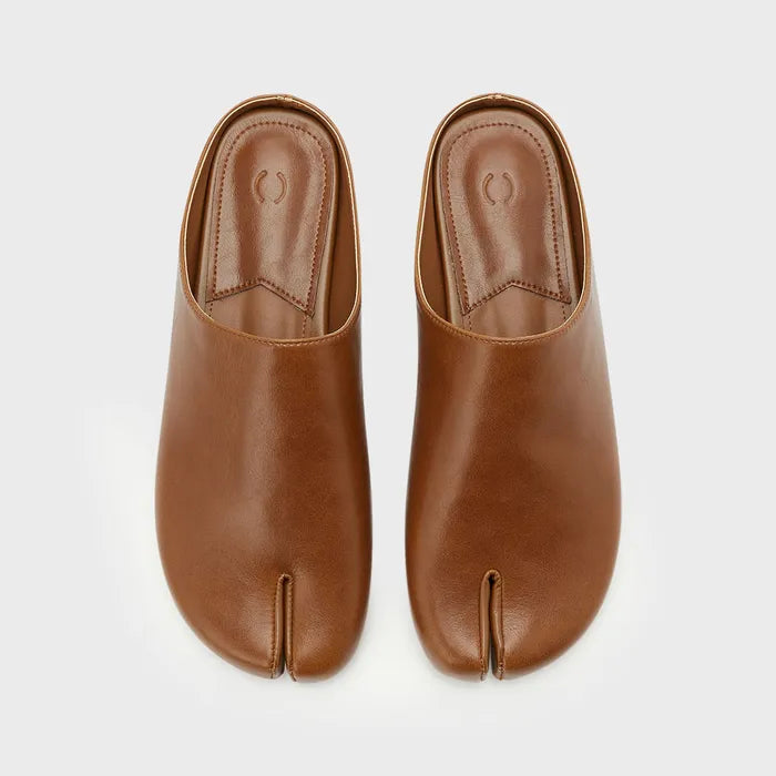 PAES - Round Low Flat Mule / Brown