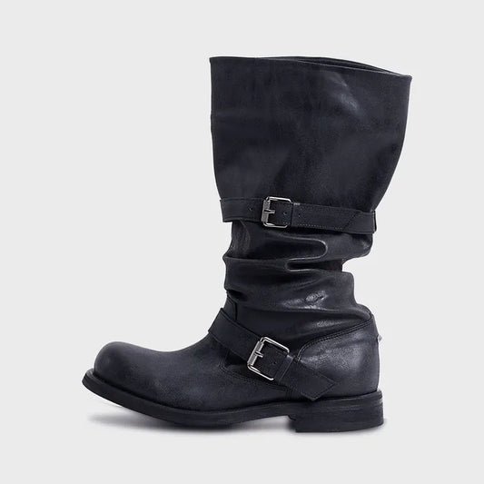 negativethree - [37차 리오더/10월17일 예약배송] Slouchy Long Boots "Washed Black"