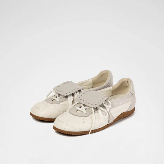 khiho - 3-Way Foldover Tongue Sneakers / White