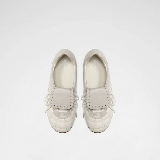 khiho - 3-Way Foldover Tongue Sneakers / White