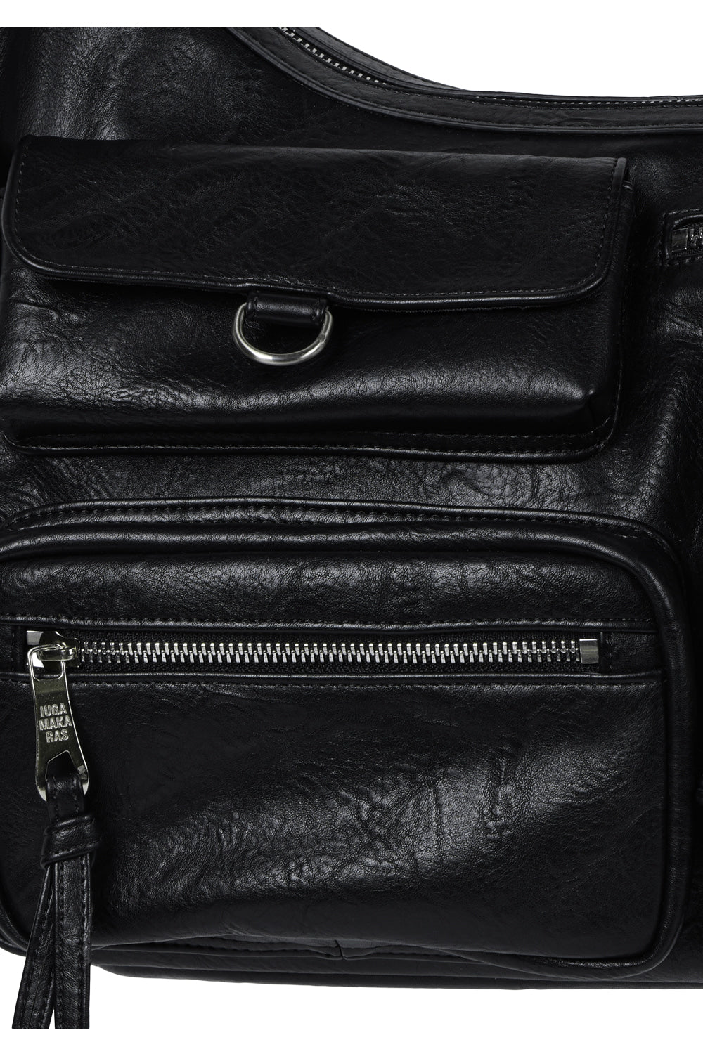 IUGA - Multi Pocket Leather Bag (Black)