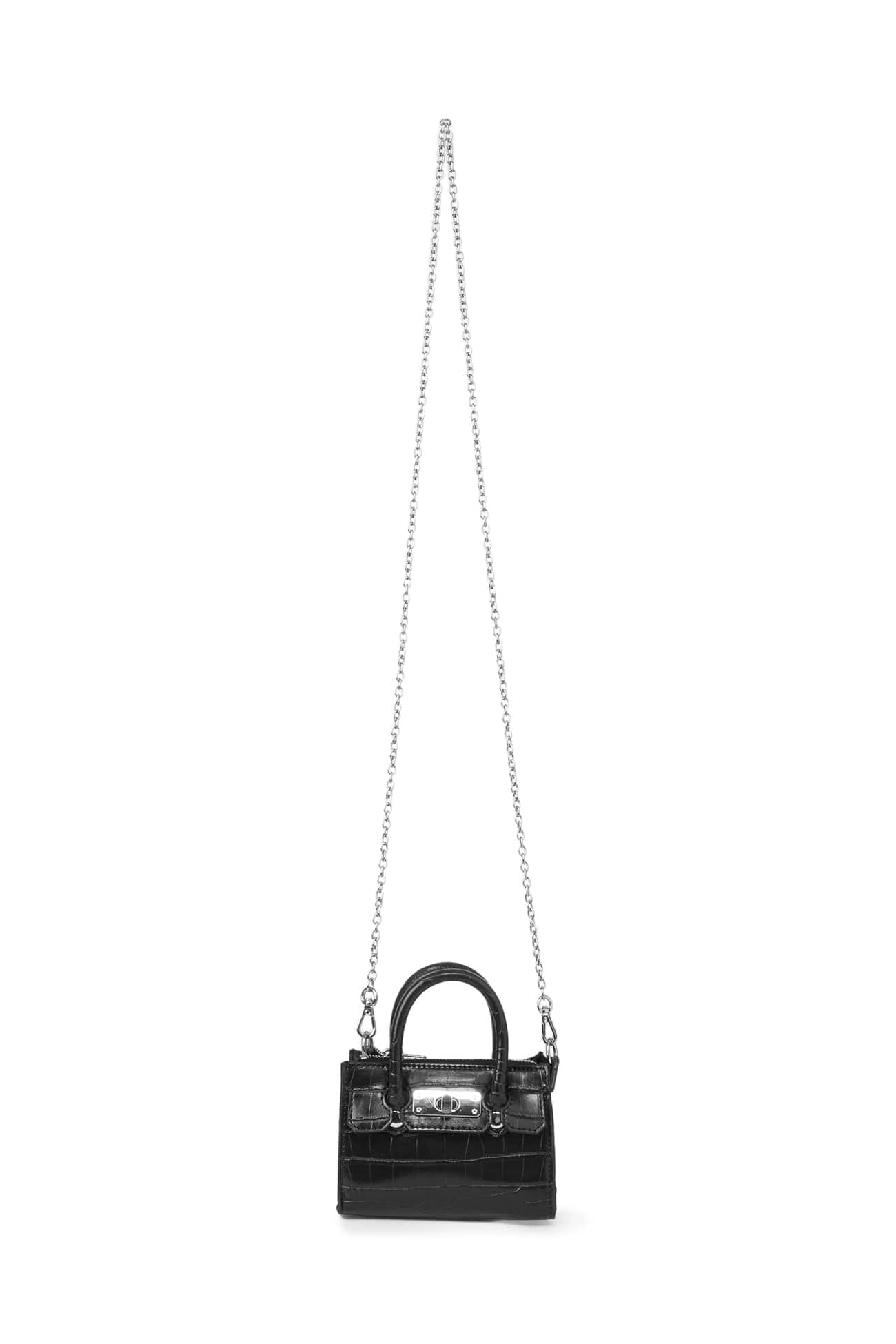 Deinet - CROCODILE PATTERN CHAIN MINI BAG IN BLACK