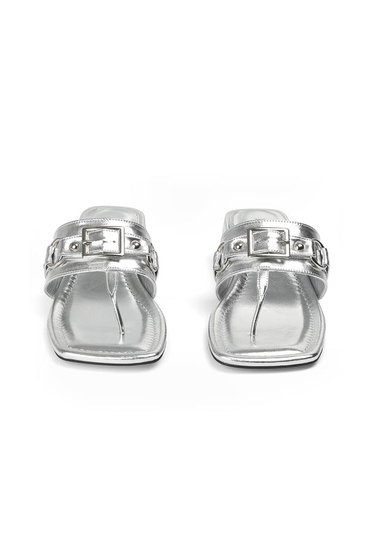 Deinet - STUD SQUARE FLIP FLOP IN SILVER