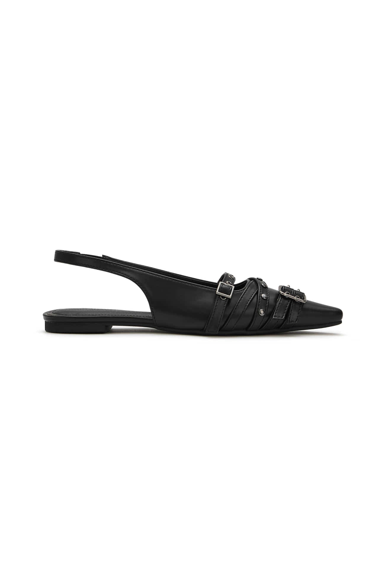 Deinet - BUCKLE STUD AND EYELET SLINGBACKS IN BLACK