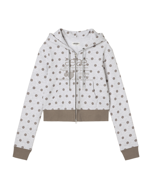 aeae-WEB LOGO CROP HOOD ZIP UP [DOT LIGHT GREY / DOT CHARCOAL]