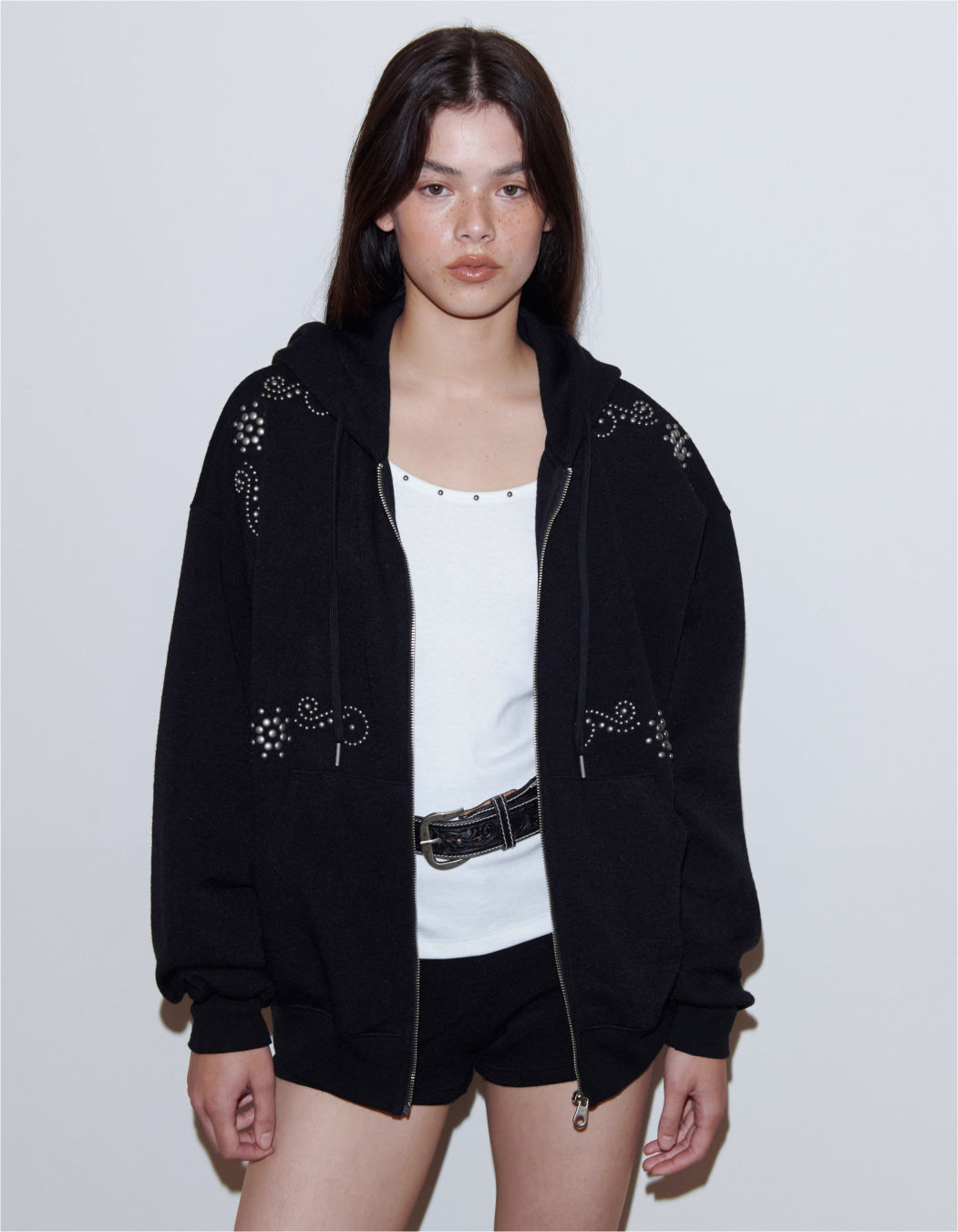 Polysooem -  ORNAMENT STUDDED HOODIE_ONZI_EDITION, BLACK（3/12 後到貨）