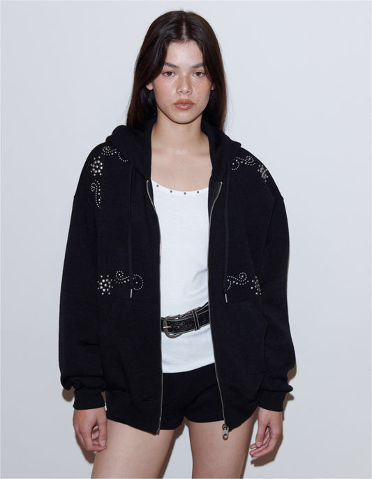Polysooem - ORNAMENT STUDDED HOODIE_ONZI_EDITION, BLACK(3/12 後到貨)