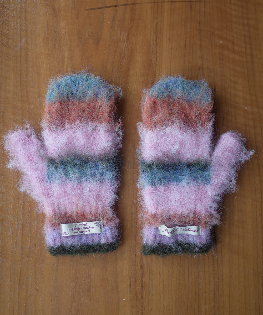 STRIPE SHAGGY MITTENS - 5 colors