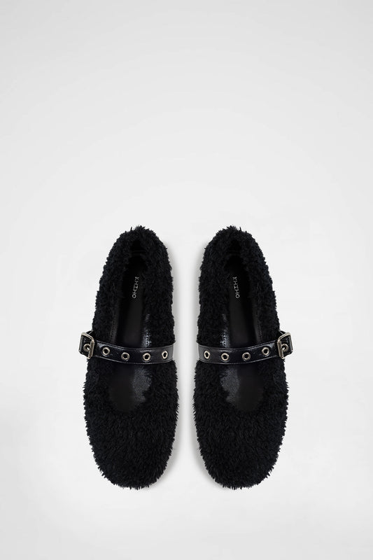 KHIHO - BOUCLE BALLERINA FLAT / BLACK