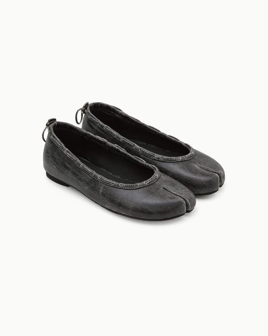 PAES - Leather String Flat / Vintage Black