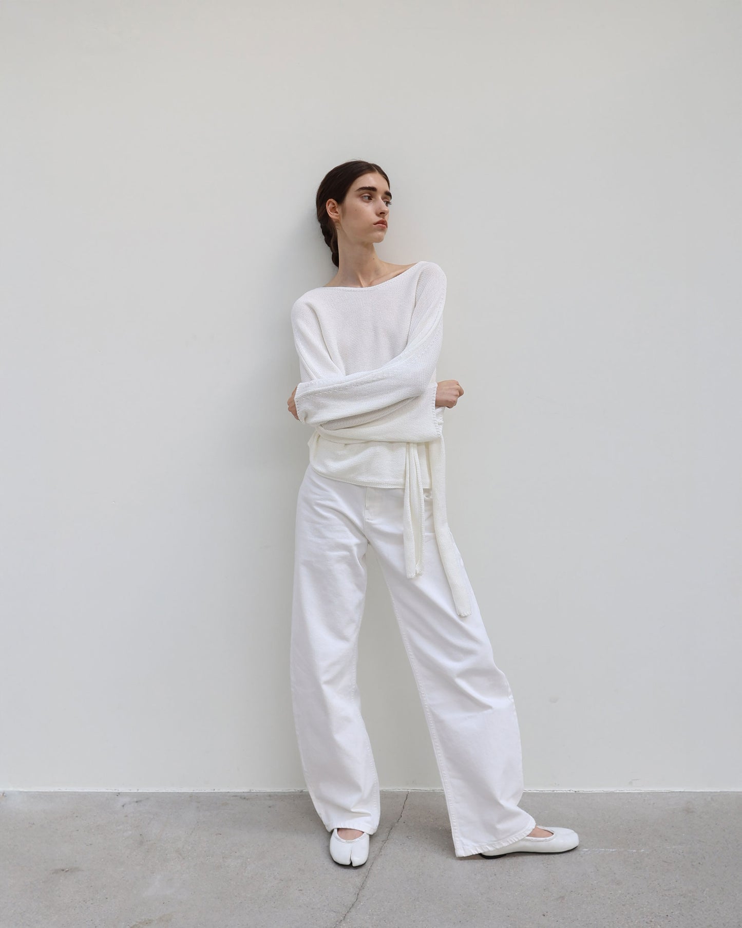 PAES - Leather String Flat / Vintage White