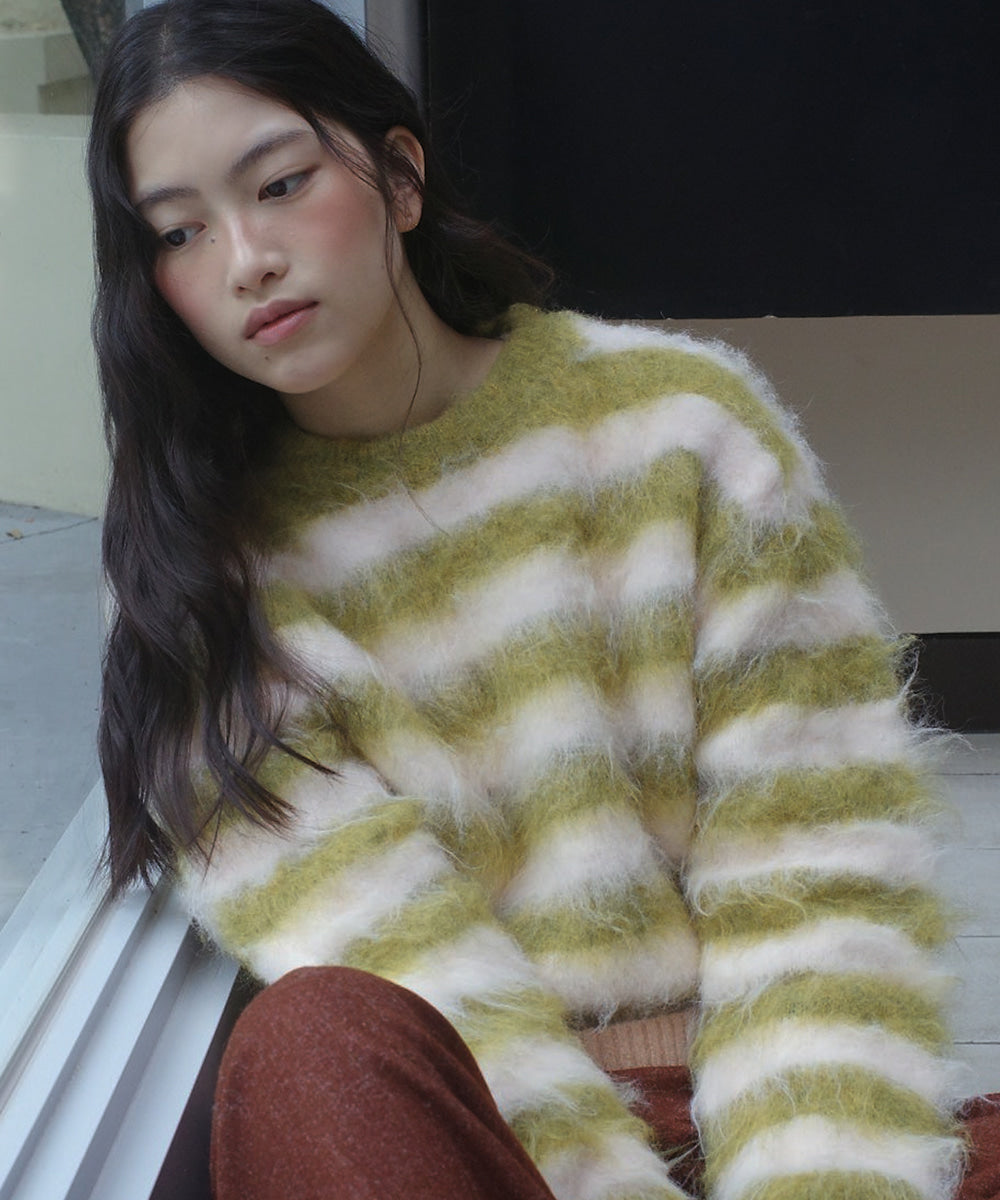 STRIPE SHAGGY KNIT PULLOVER - 5 colors