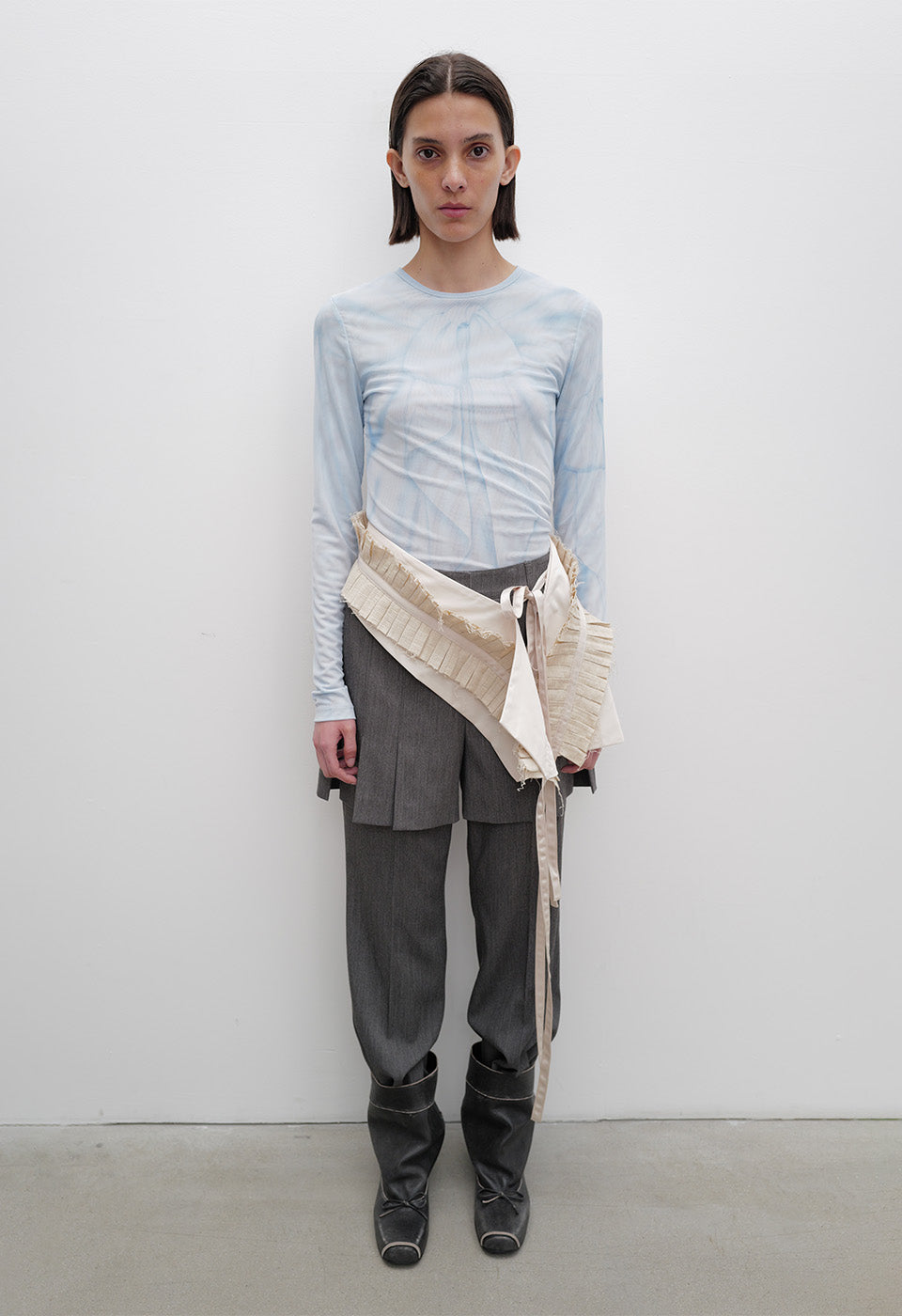 OPENYY - BALLET SLOUCHY SHORT BOOTS, CHARCOAL