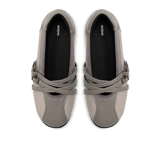 khiho - ARCELLE PINKING BELTED SNEAKERS GREY