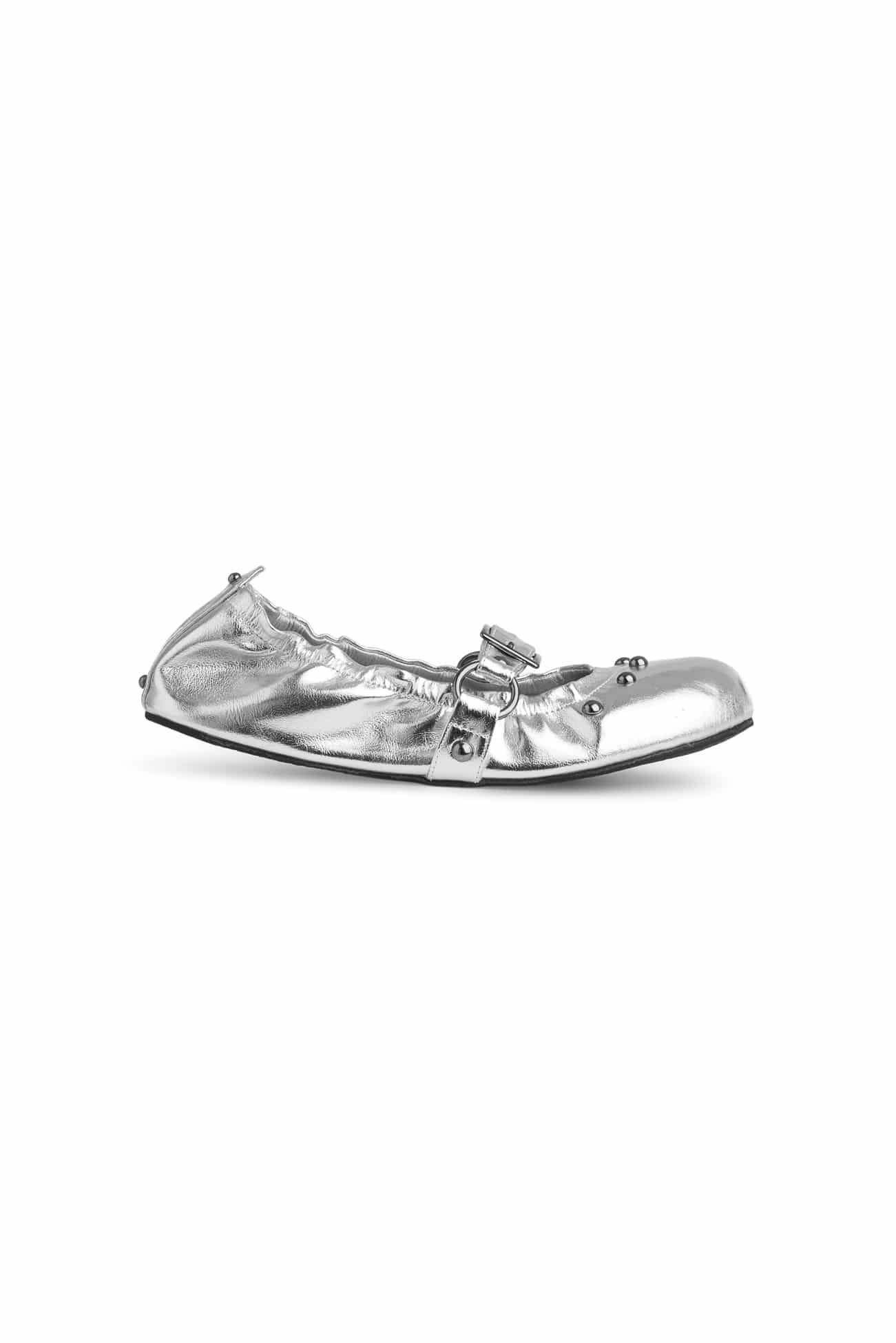 Deinet - WRINKLED FLAT SHOES IN SILVER