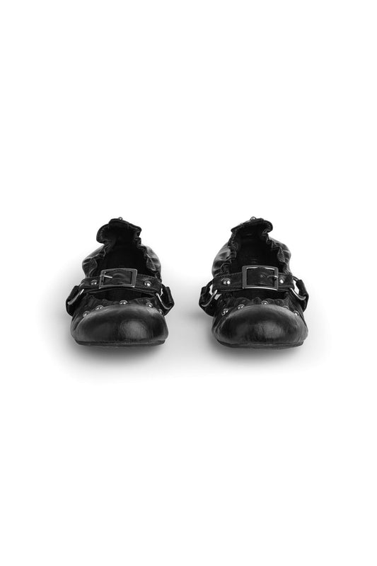 Deinet - WRINKLED FLAT SHOES IN BLACK