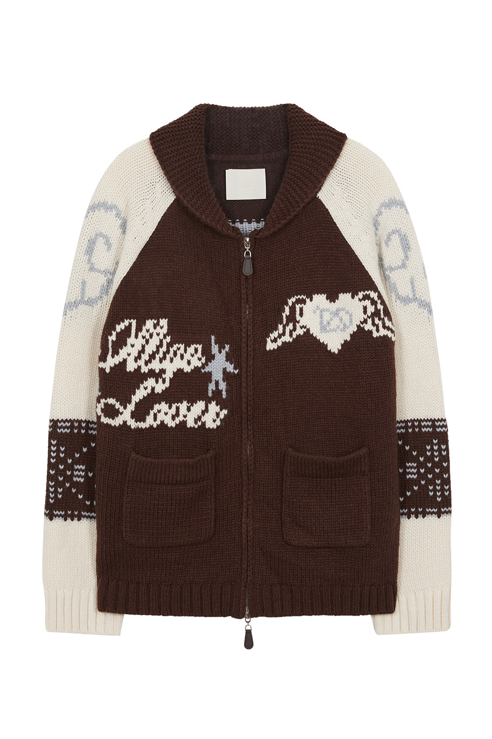 illigo - [Pre-order delivery on 09/25] Angel Ring Cowichan Knit Zip-up Brown