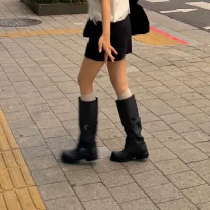 negativethree - [37차 리오더/10월17일 예약배송] Slouchy Long Boots "Washed Black"