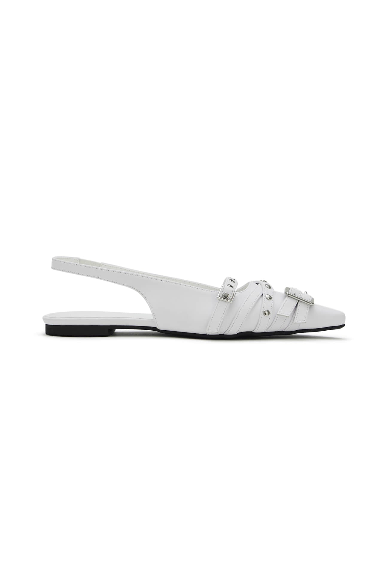 Deinet - BUCKLE STUD AND EYELET SLINGBACKS IN WHITE