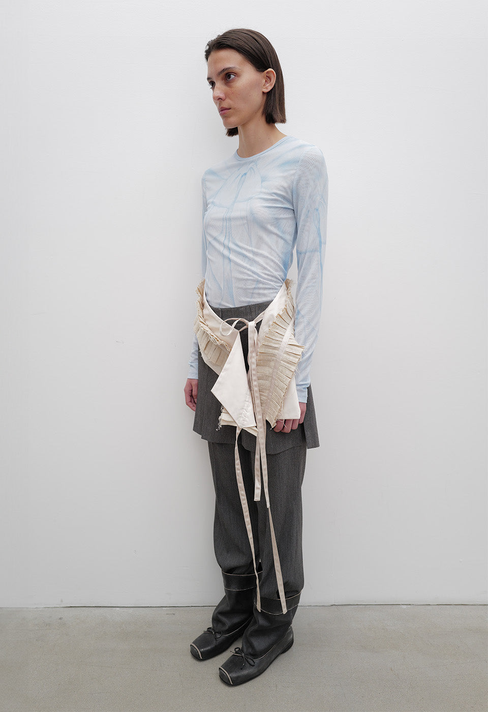 OPENYY - BALLET SLOUCHY SHORT BOOTS, CHARCOAL