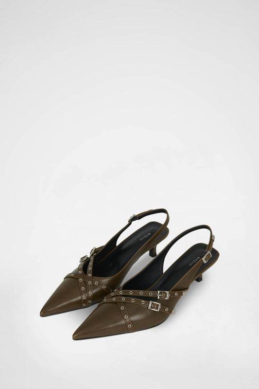 KHIHO - BELTED SLINGBACKS / BROWN