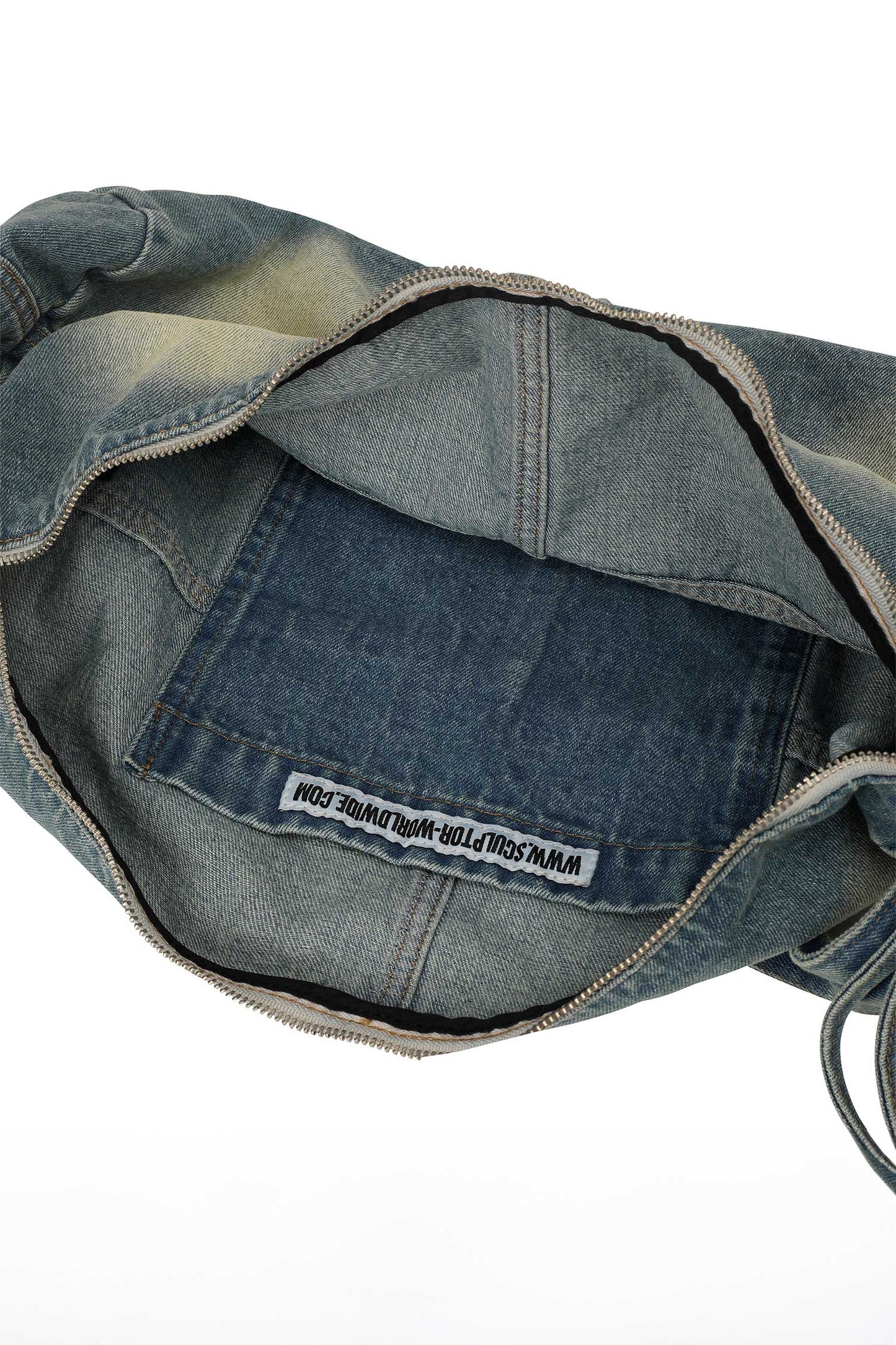 Vintage Brushed Denim Duffel Bag Mid Blue