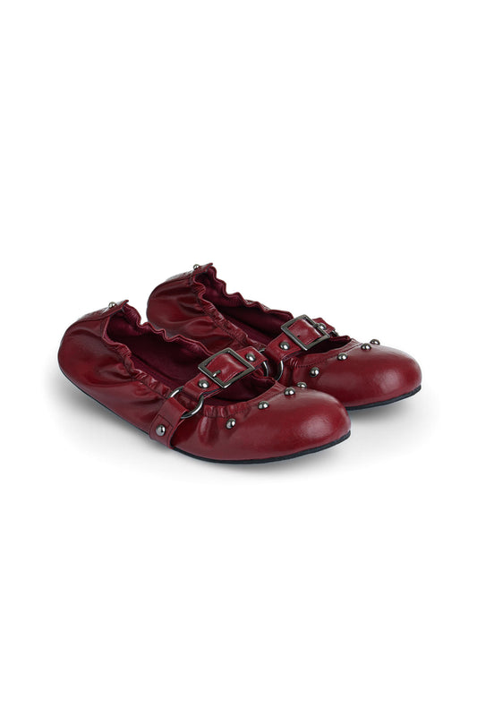 Deinet - WRINKLED FLAT SHOES IN RED