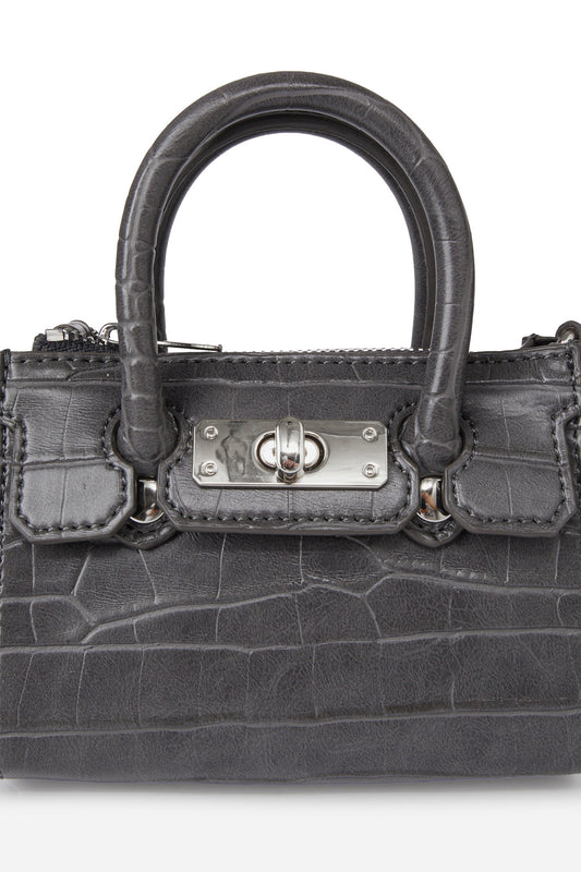 Deinet - CROCODILE PATTERN CHAIN MINI BAG IN CHARCOAL